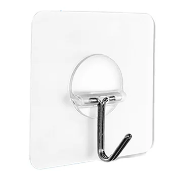 

Wall Hooks Transparent Reusable Seamless Hooks,Waterproof and Oilproof,Bathroom Kitchen Heavy Duty Self Adhesive Hooks,8 Pack