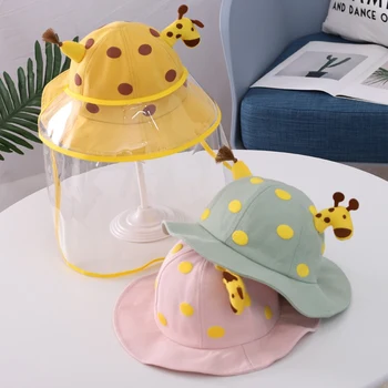 

Girls Anti-fog Hat Face Spring And Summer Cartoon Giraffe Fisherman Hat Removable Children's Sunscreen Windshield Hat Hot
