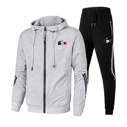 2021 outono inverno novo dos homens agasalho com zíper hoodies e preto moletom de alta qualidade masculino diário casual esportes jogging terno