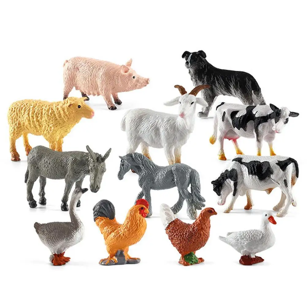 Mini Farm Animal Figurines Wild Lion Simulation Animals Tiger Elephants Action Figures Wild Model Educational Toys Gifts 6
