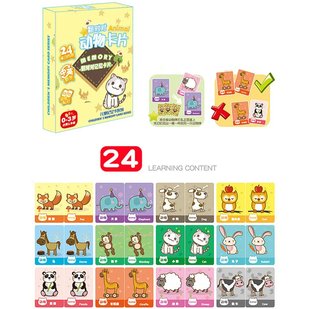 

Baby Literacy Card Cognition Card Toys Cartoon Animals Card Cognition Learning Early Education Toys for Boys & Girls