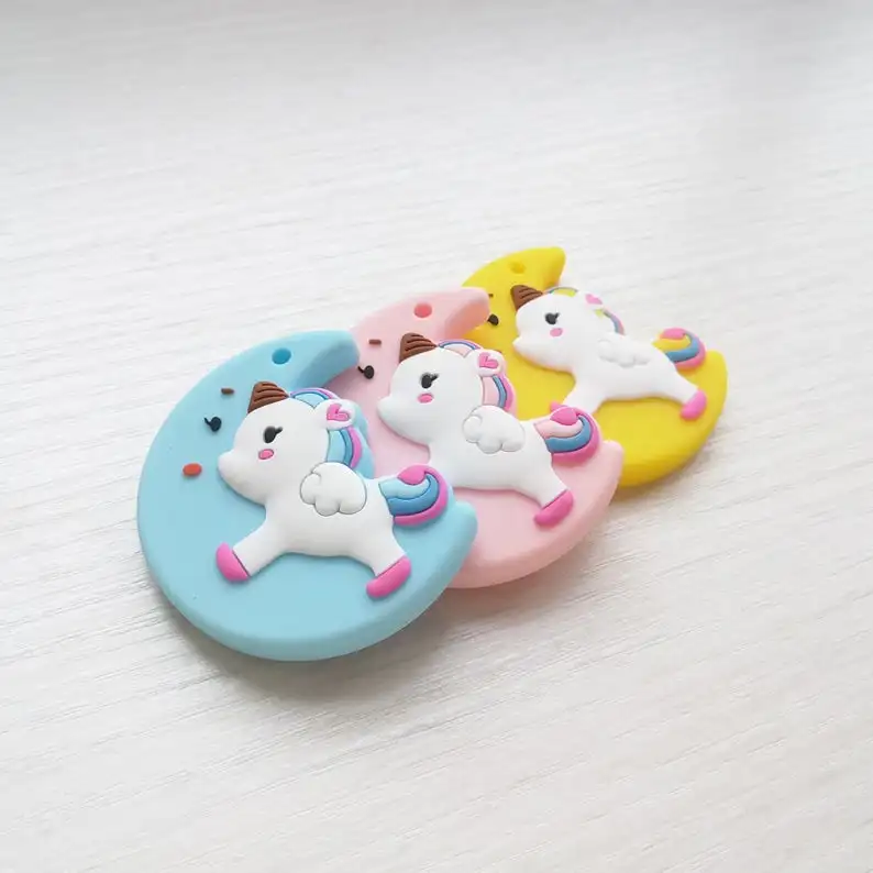 Пищевой силиконовый Прорезыватель для зубов Moon Unicorn детский Прорезыватель Прорезыватели для зубов DIY Ожерелье Подвеска