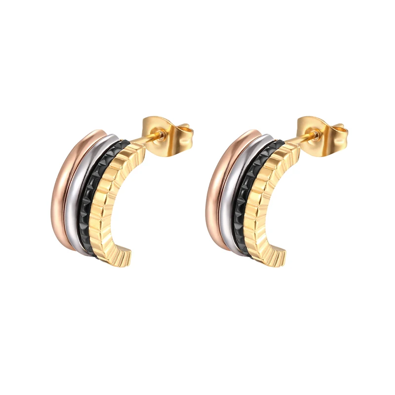 Классический дизайн, красивые женские подарочные серьги-гвоздики, титановая сталь, 4 цвета, брендовые серьги, опт, позолоченные ювелирные изделия, опт