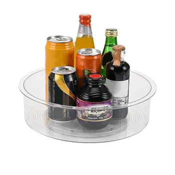 

New 360 Degree Rotatable Storage Box Kitchen Rotating Desktop Storage Tray Multifunctional Transparent Storage Box Drop Shipping