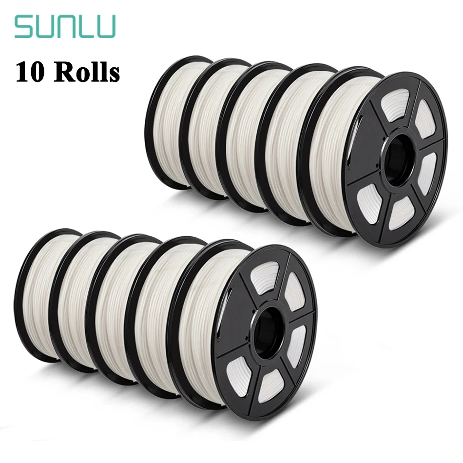 

SUNLU 1.75mm PLA Filament For 3D Printer Plastic PLA 3d Filament Dimensional Accuracy +/-0.02mm 10 Rolls/ set