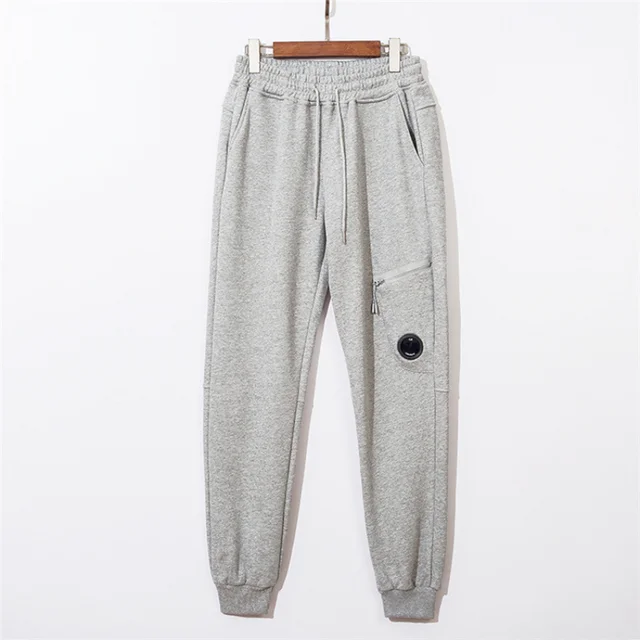 Autumn and Winter New Unilateral CP Pocket Lens Zipper Casual Men Women Couple Ankle-Tied Sweatpants Trousers Fashion Gray