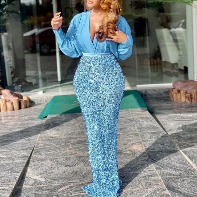 Wumi Two piece sequin African dress