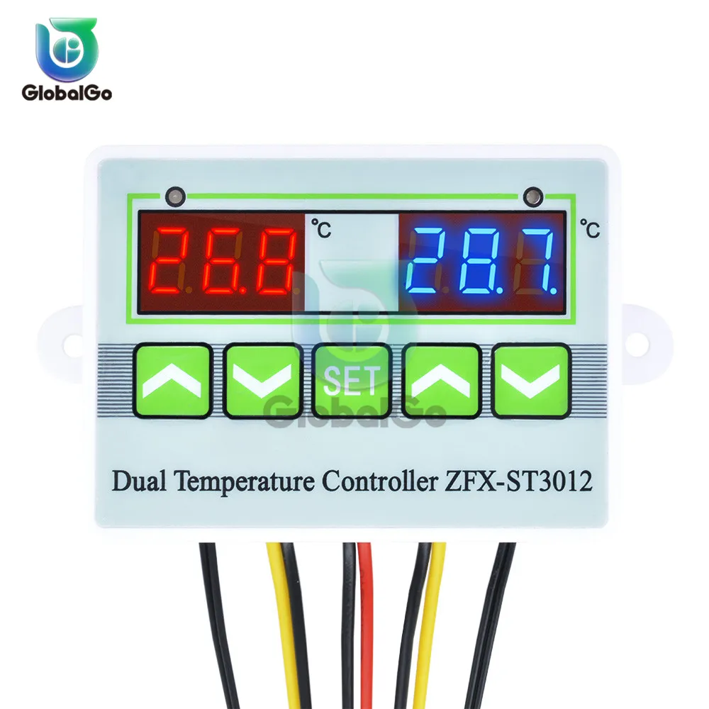 Интеллектуальный термостат ST3012, светодиодный переключатель, цифровой двойной термометр NTC 10 K, 220 В, 24 В, 12 В