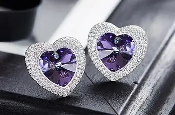 

UXN131 925 Silver Zircon Girls Earrings Festival Wedding Matching Decorative Gifts