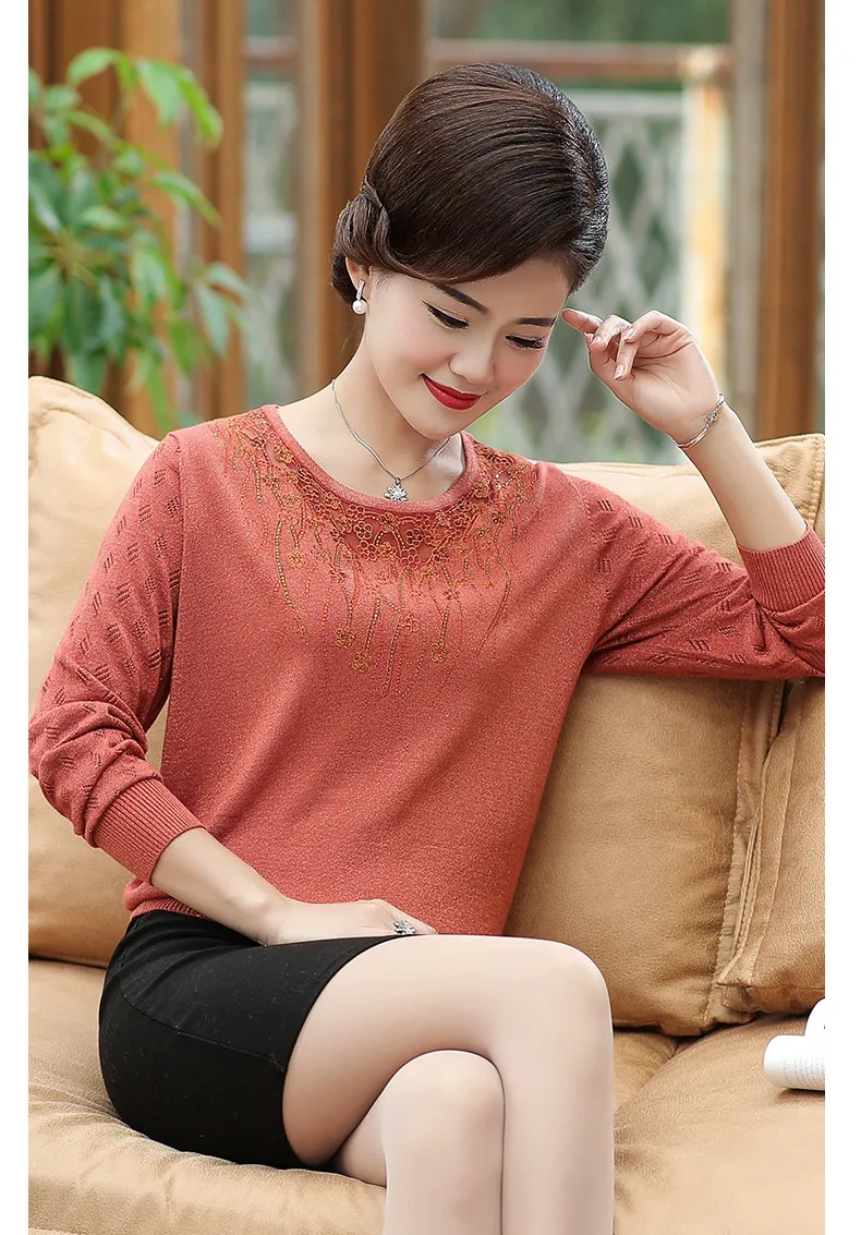 XJXKS Fashion embroidery cashmere knitted sweater women's pullover autumn winter new women's sweater bottoming shirt