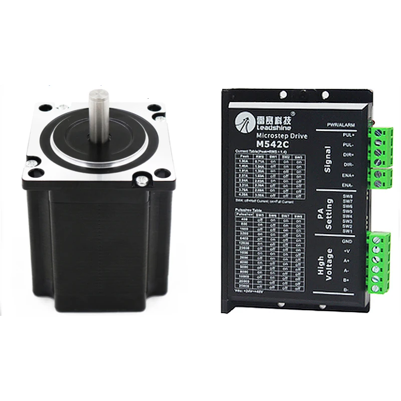 Leadshine 60CM22X NEMA 24 шаговый двигатель с 2.2N.m 4 провода Вал Размер 8 мм+ Драйвер M542C Макс 50 в DC 4.2A