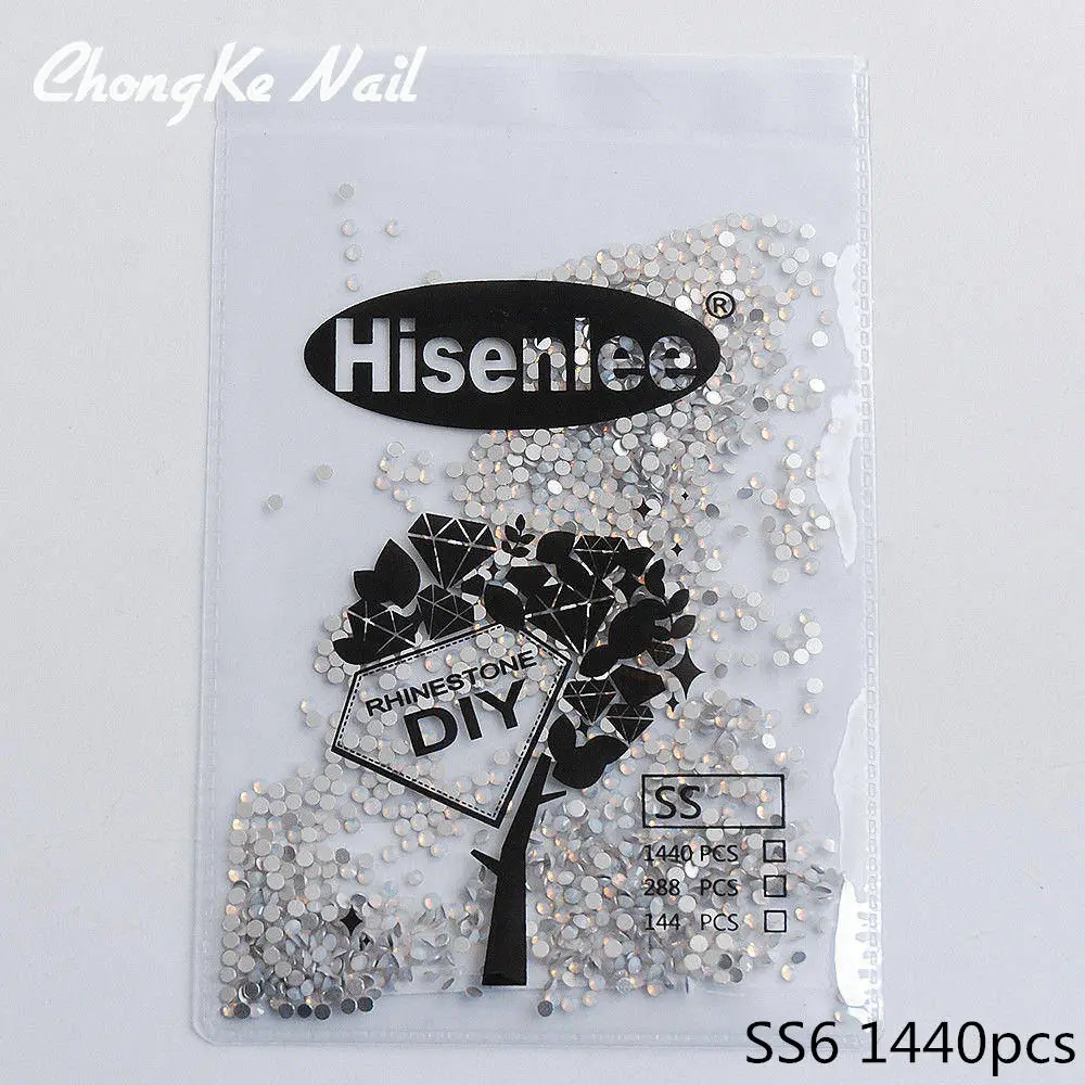 SS6 1440pcs Высокое качество, 1 упаковка, много размеров, SS3-SS30, снежный опал, без тепла, фиксированное плоское стекло, горный хрусталь, 3D Шарм, сделай сам, украшение для ногтей - Цвет: SS6 1440pcs