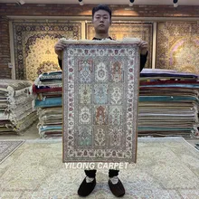 Yilong 2'x3' турецкий Шелковый ковер сад дизайн ручной работы изысканный четыре сезона ковры(HF135B