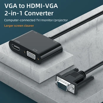 

2 in 1 VGA Audio Cable Male to Female VGA to HDMI VGA For Laptop TV Projector 1080P VGA HD High Image Quality Audio Converter