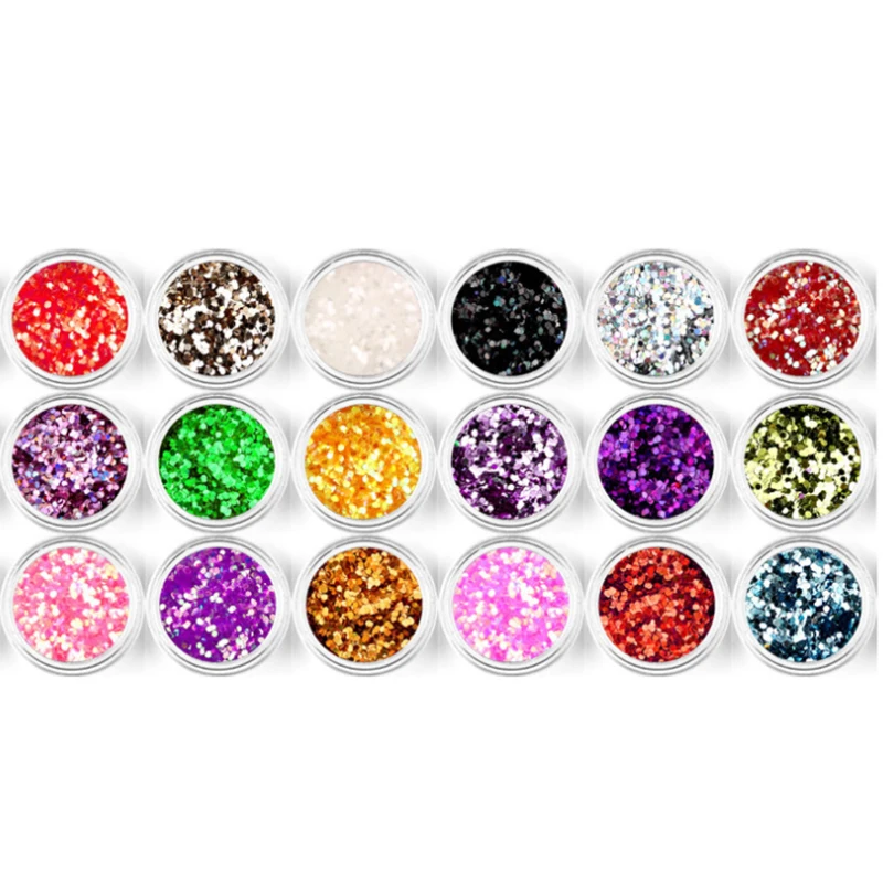 18 Box/Set Hexagon Nail Sequin Flake Holographic 18 Color(Random) Sequins Paillettes 1mm DIY Nail Tip Glitter Sequin Decoration