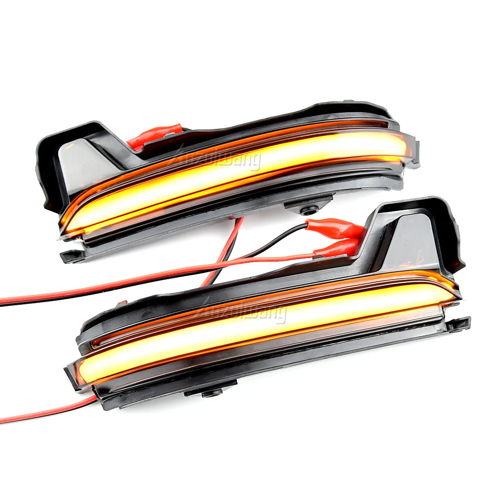 2Pcs Dynamic LED Rearview Mirror Streamer Turn Signal Lights Car Yellow Flowing Water Side Lights For Skoda KODIAQ/ KAROQ 17-20