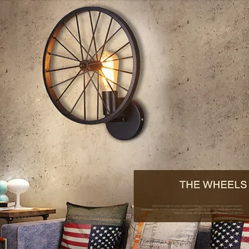 

E27 Retro Retro Wall Lamp Light Round Vintage Industrial Design Iron Vintage Light Deco Bulb Restaurant Cafe Wall Lamp Lighting