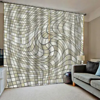 

Modern curtains wave lins 3D Curtain Luxury Blackout Window Curtain Living Room