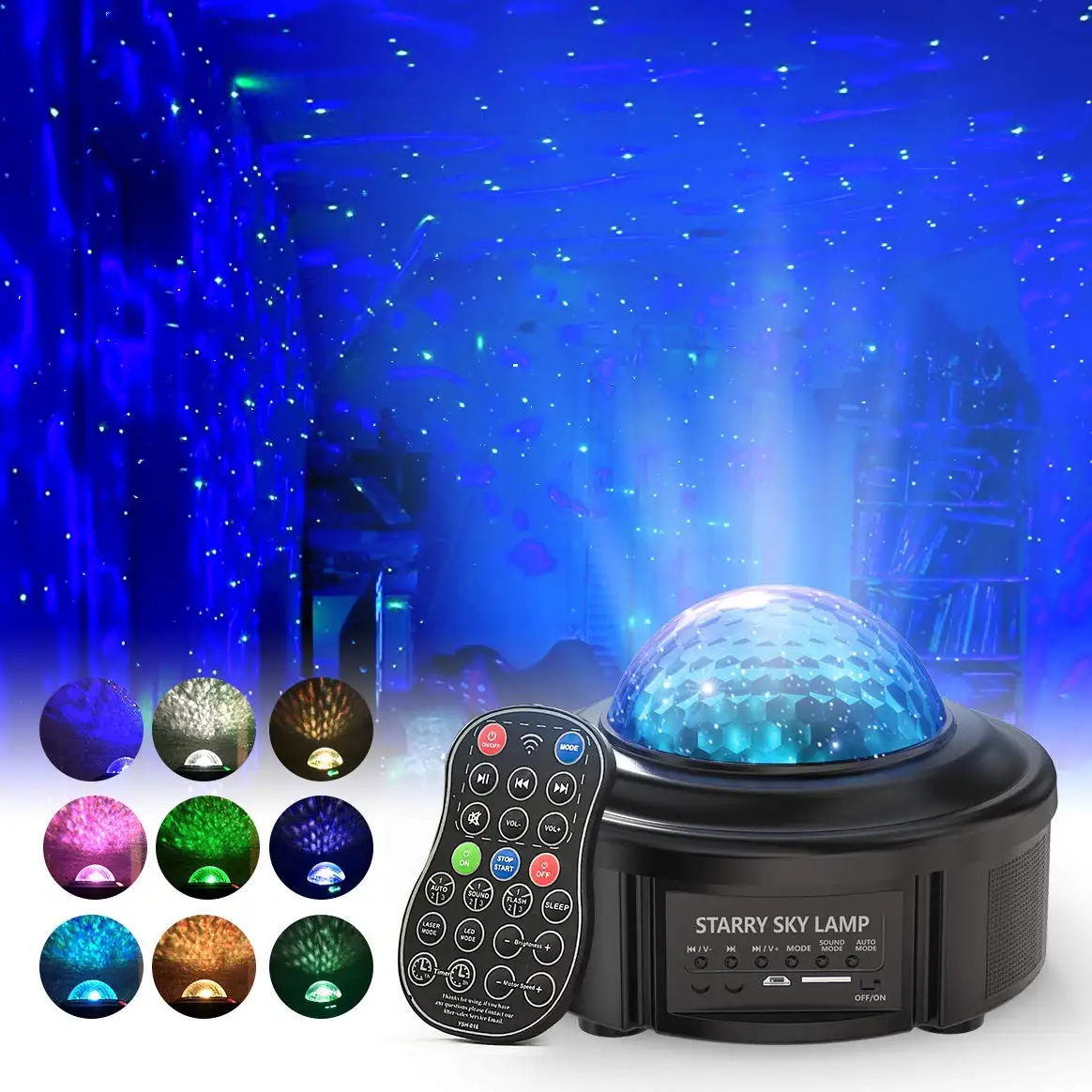 Colorful Starry Projector Light Sky Galaxy Bluetooth USB Voice Control Music Player LED Night Light Romantic Projection Lamp