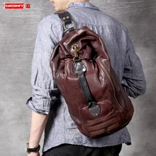 Ретро винтажная замшевая кожаная мужская сумка-ведро мужская сумка через плечо мужская кожаная дорожная сумка ручной работы мотоциклетные сумки