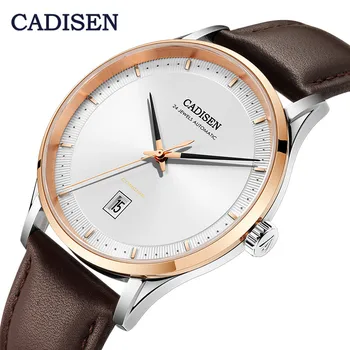 

CADISEN Brand Automatic Mechanical Watch Men NH35A Movement Leather Fashion Business Mechanical Waterproof Wrist Watches