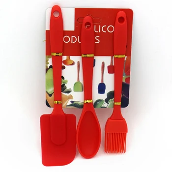 

3pcs Silicone Spatula Brush Spoon Baking Tools Red Spatula Brush Spoon for Batter Mixer BBQ Brush Cream Scraper Kitchen Gadgets