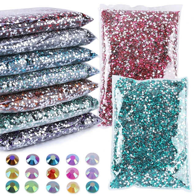 QIAO Wholesale 2-5mm Resin Rhinestones Transparent Bottom Flatback Crystal  AB Nail Gems Rhinestone For Clothing Decorations