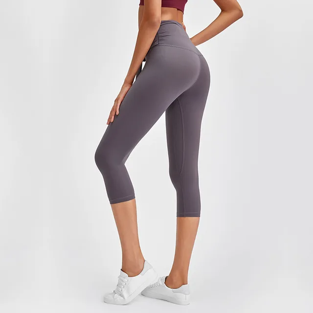 NWT Women Squat Proof High Waist Workout Fitness Capri  Butter Soft Nylon Training Yoga Sport Cropped Capris 2