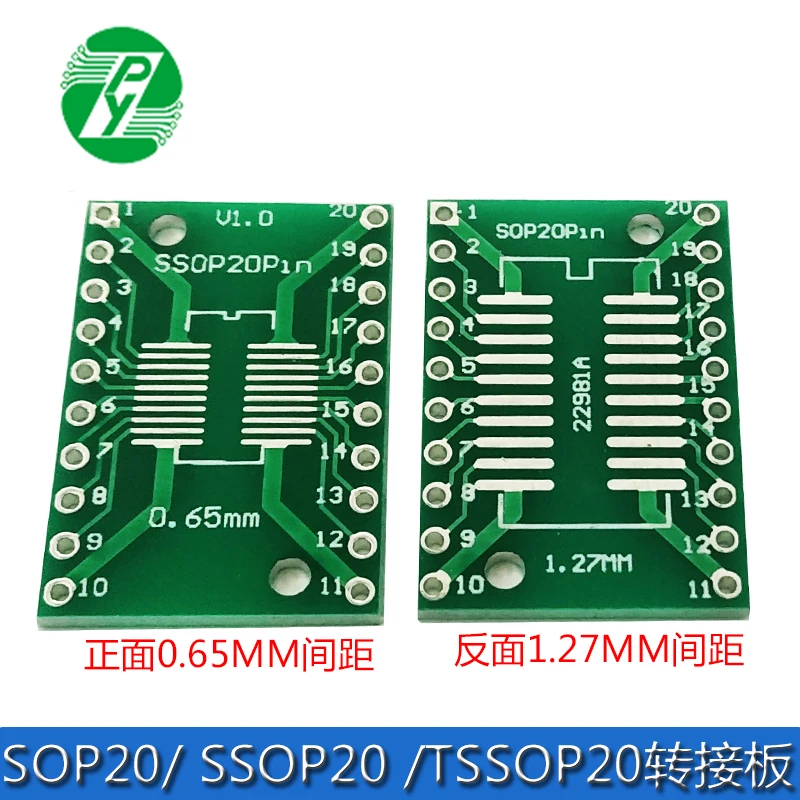 

SOP20 SSOP20 TSSOP20 Patch to In-line DIP 0.65/1.27 Adapter Board