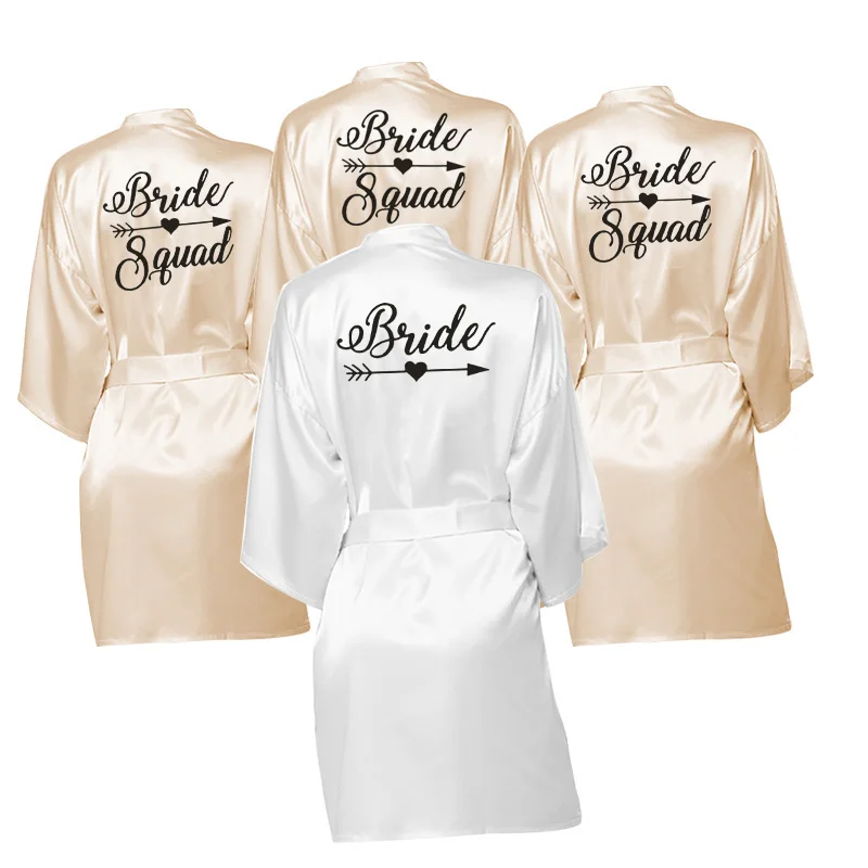 Wedding Party Robe Women Bridal Bride Squad Robes Bachelorette Maid Of