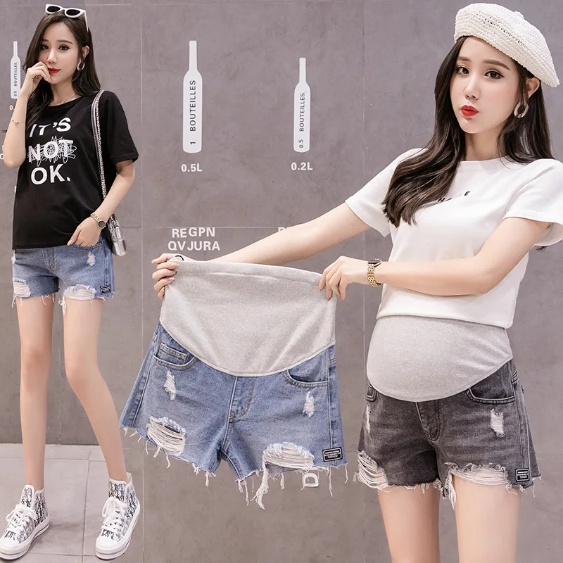 

Maternity Clothes 2019 Summer New Style Fashion Burrs with Holes Pregnant Women Denim Shorts Casual Outer Wear Shorts Maternity