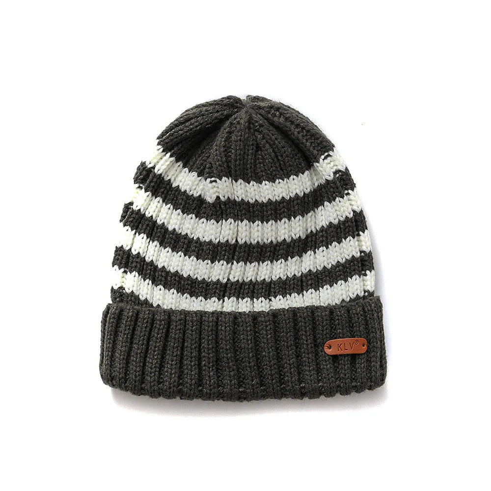 Шапка бини для женщин, зимняя вязаная шапка Skullies, теплые зимние шапки, теплая шапка в полоску, женская шапка, одноцветная шапка в стиле хип-хоп, унисекс шапка бини