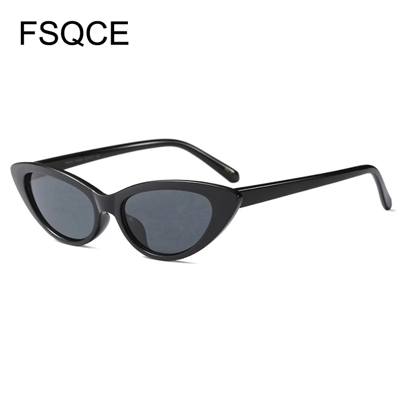 Sunglasses Women Sexy Black Small Cat Eye Sunglasses Women Vintage Black Sun Glasses Female ladies Cat Eyes Sunglasses Weird - Цвет линз: C1Black