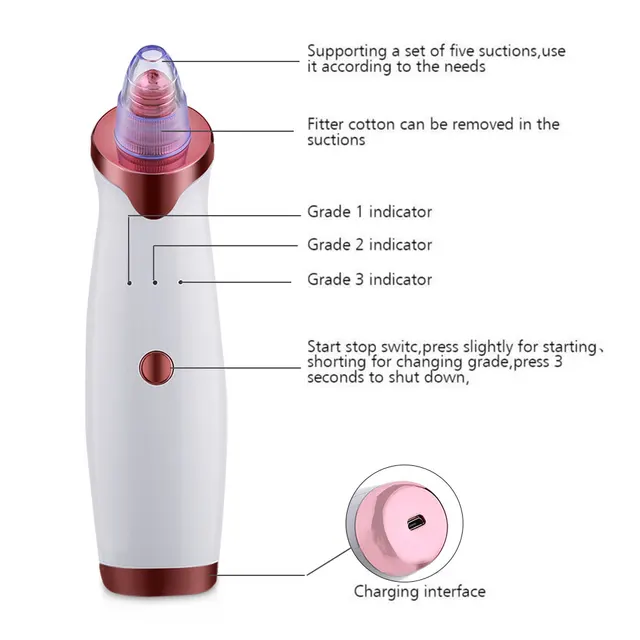 Electric Acne Remover Point Noir Blackhead Vacuum Extractor Tool Black Spots Pore Cleaner Skin Care Facial Pore Cleaner Machine 1