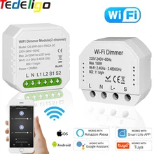 Tuya akıllı yaşam WiFi Dimmer anahtarı 1/2Gang 2Way 220V 240V kesici modülü uzaktan kumanda LED ses zamanlayıcı kontrolü Google HomeAlexa