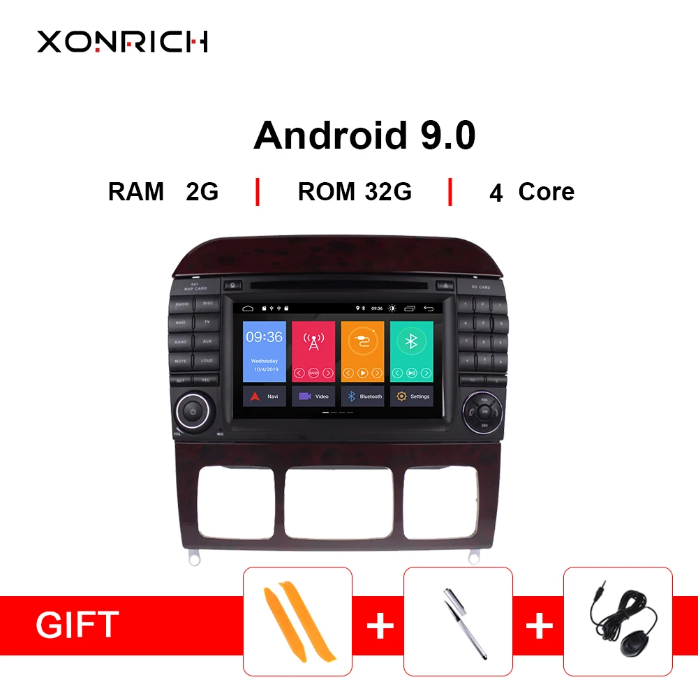 Xonrich 2 din Android 9 0 Автомобильный мультимедийный плеер GPS для Mercedes Benz S-Class W220 W215 S280 S320