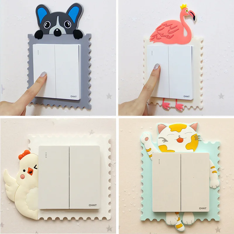 Милый мультяшный переключатель наклейки светящаяся в темноте наклейка для стены