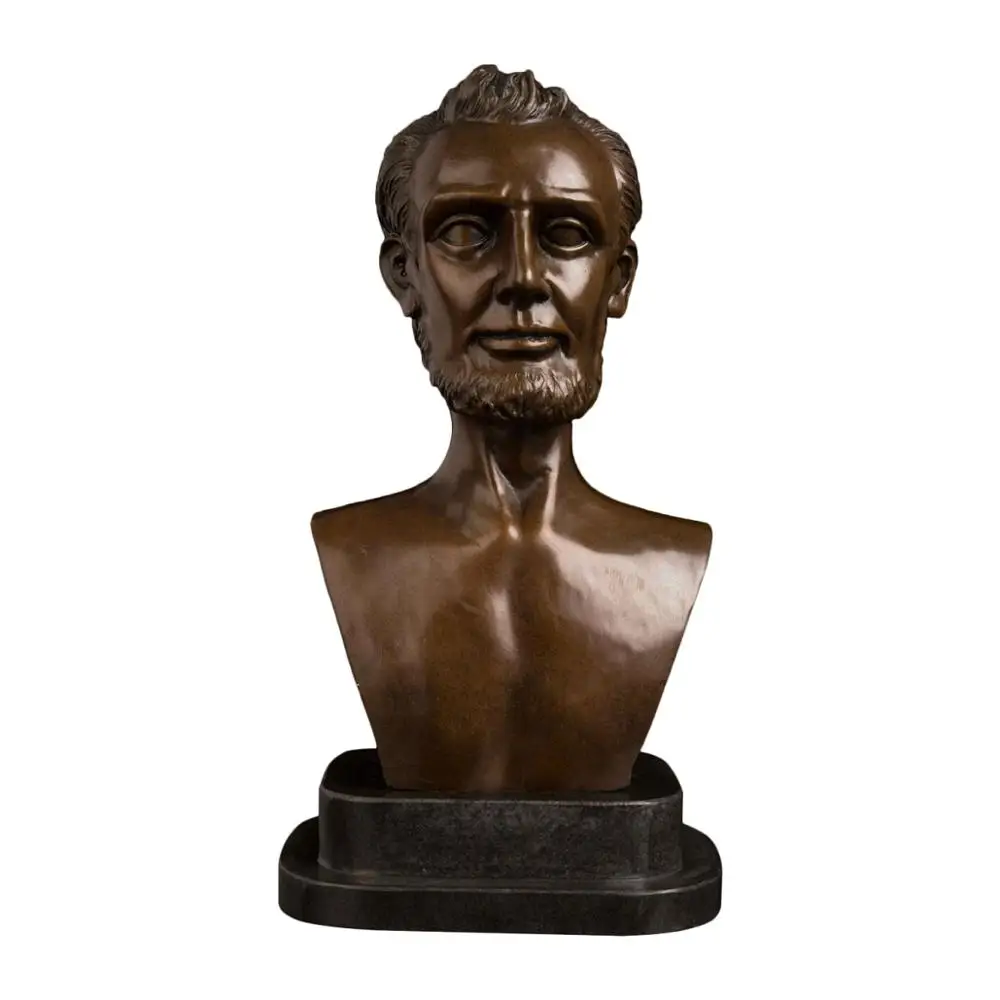 Famoso Lincoln Presidente Scultura Bronzo Uomo Busto Statua In Bronzo Souvenir Da Collezione Decorazione