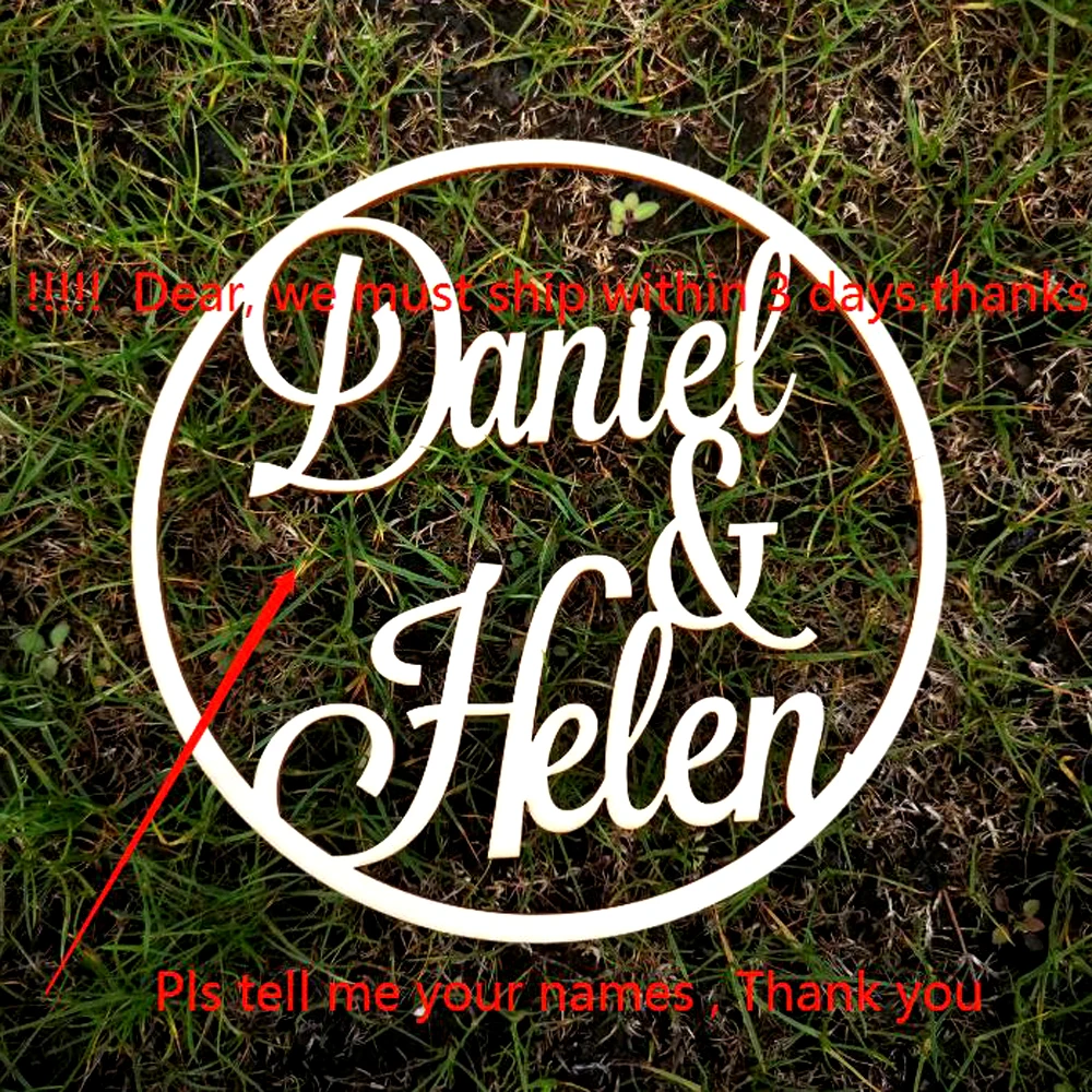 Custom Bride and Groom Name round Anniversary Gift Personalized Hoop Style Name Mr& Mrs Wedding Party Photo Props Wood Decor1 副本
