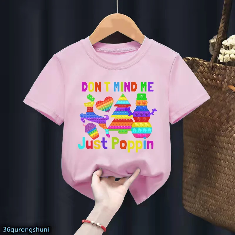 Non Mente Me Just Poppin Graphic Print T-Shirt Girls Merry Christmas Tree Deer Love Boba Tshirt Harajuku Shirt Bambini Top