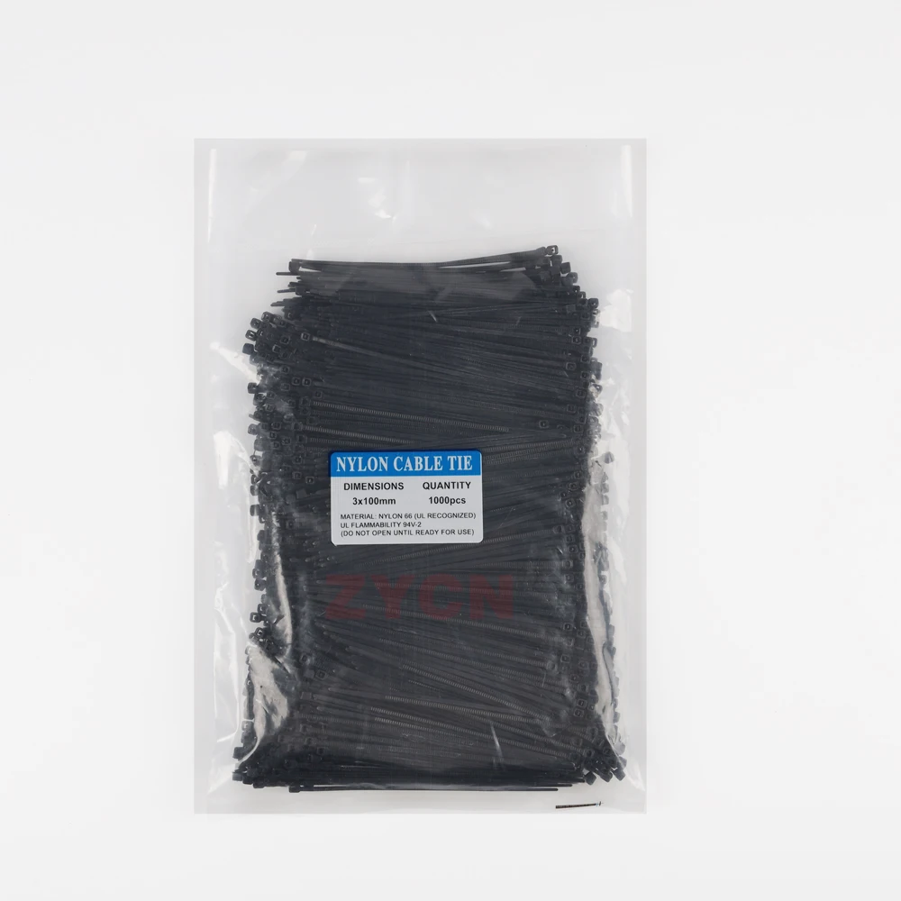 500/1000 Stück Selbstsichernde Kunststoff-Kabelbinder Nylon-Drahtbinder Schnellverschluss-Ringe Schlaufenbänder Schwarz Weiß Großhandel – Detail 8