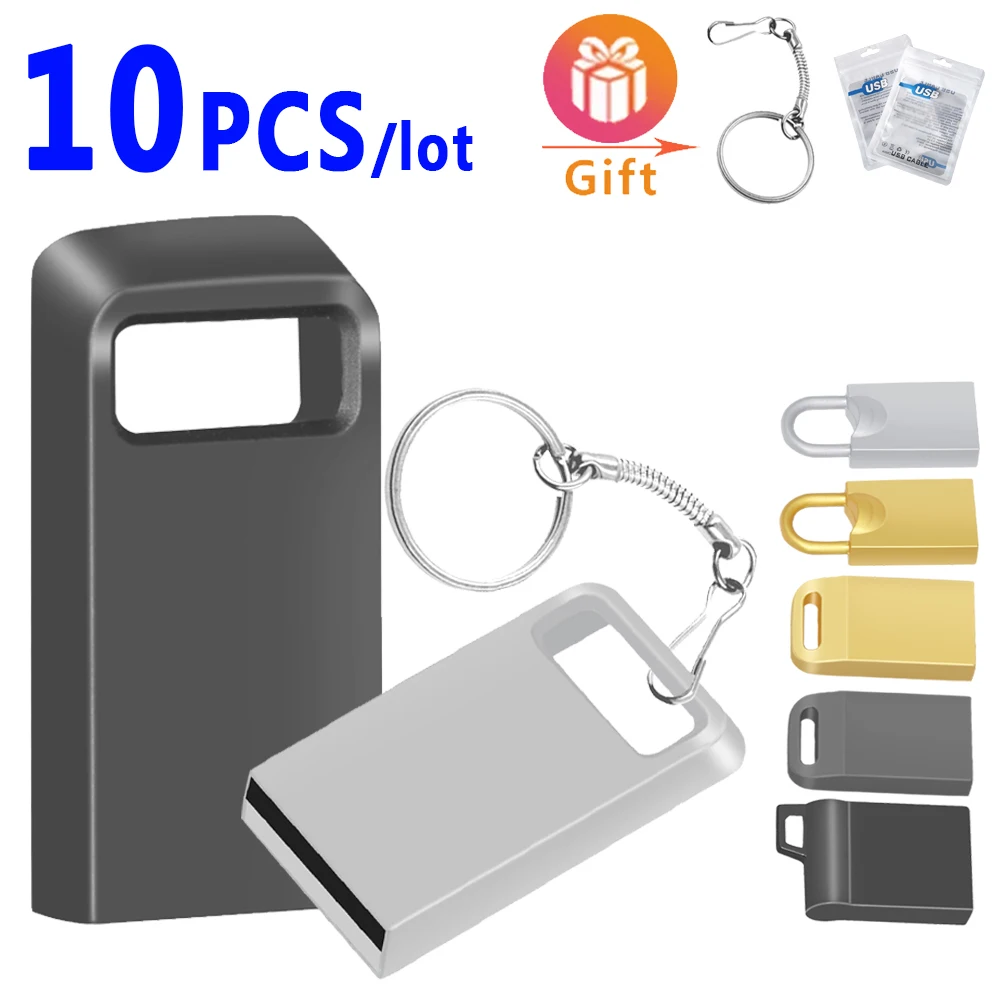 

10pcs/lot New Super Mini Metal Usb Flash Drive 4G 8G 16G Pen Drive 32GB High Speed Memory Stick U Disk 64G Pendrive 2.0 Memoria