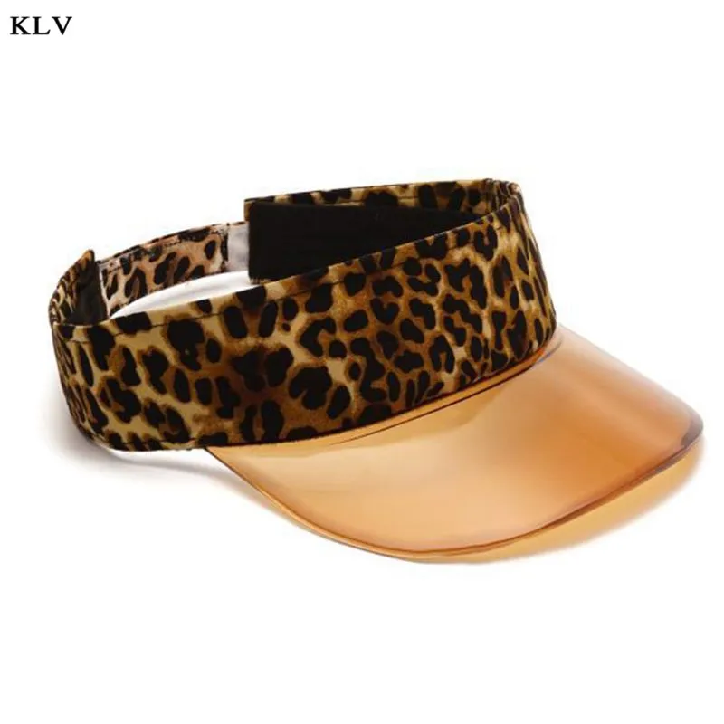 Deep Leopard Женская винтажная леопардовая бейсбольная кепка, открытая Прозрачная ПВХ панель с широкими полями, регулируемая пляжная шляпа от солнца - Цвет: Deep Leopard