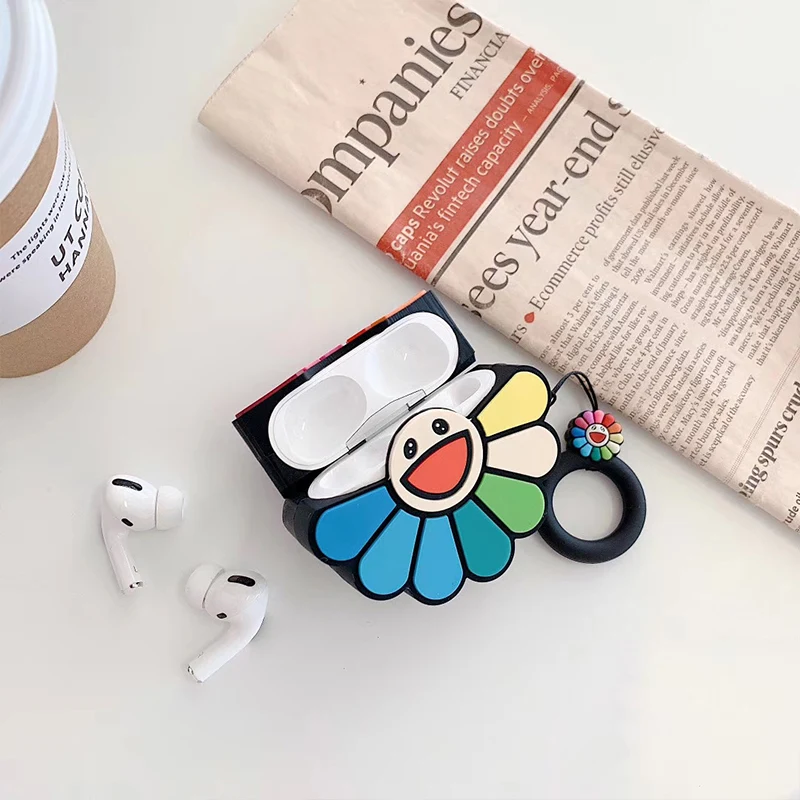 3D Takashi Murakami Kaikai Kiki цвета радуги с цветочным рисунком наушники чехол для Apple Airpods 1/2/3 силиконовые насадки для наушников для airpods pro