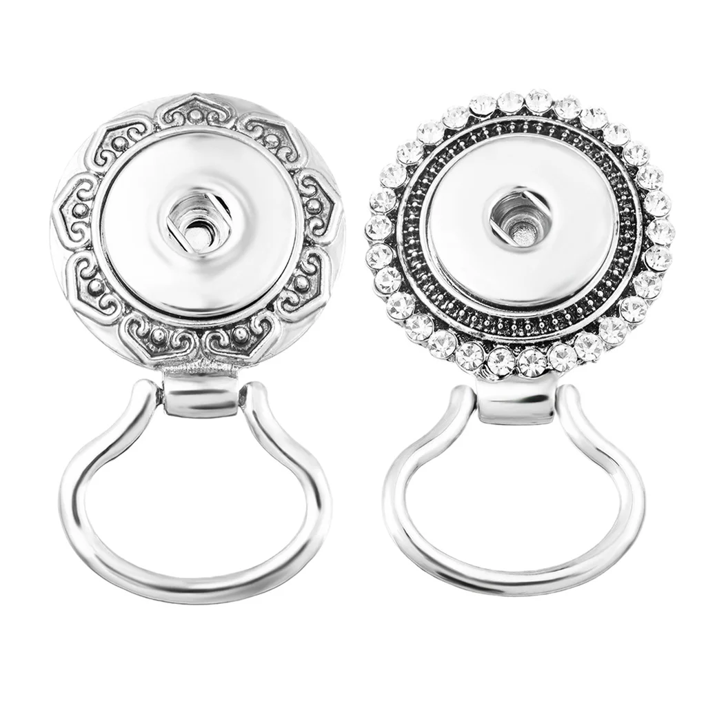 2pcs Silver Snap Button Magnetic Glasses Brooch Pins Holders Set