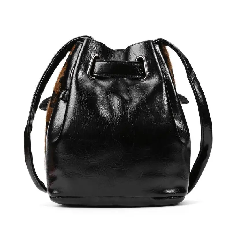 Vintage Leopard Mini Bucket Women Shoulder Messenger Bags Crossbody Bags Female Shoulder Handbag Girls Small Bolso Mujer
