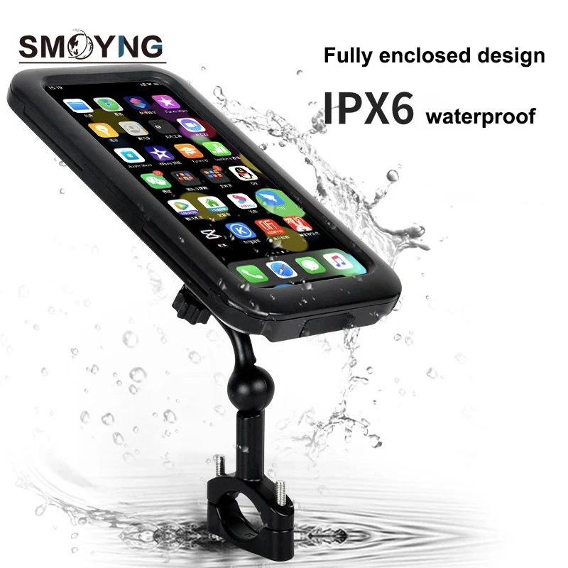

SMOYNG Heightened Waterproof Motorcycle Bike Phone Holder Case Support Moto Bicycle Handlebar mobile Mount Bracket For iPhone