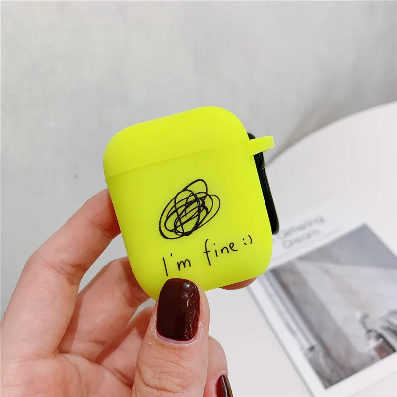 Style 6 Флуоресцентные цветные буквы чехол для Apple Airpods 2/1 чехол милый Bluetooth наушники мягкий чехол для Airpod наушники чехол Коробка Сумка - Цвет: Style 6