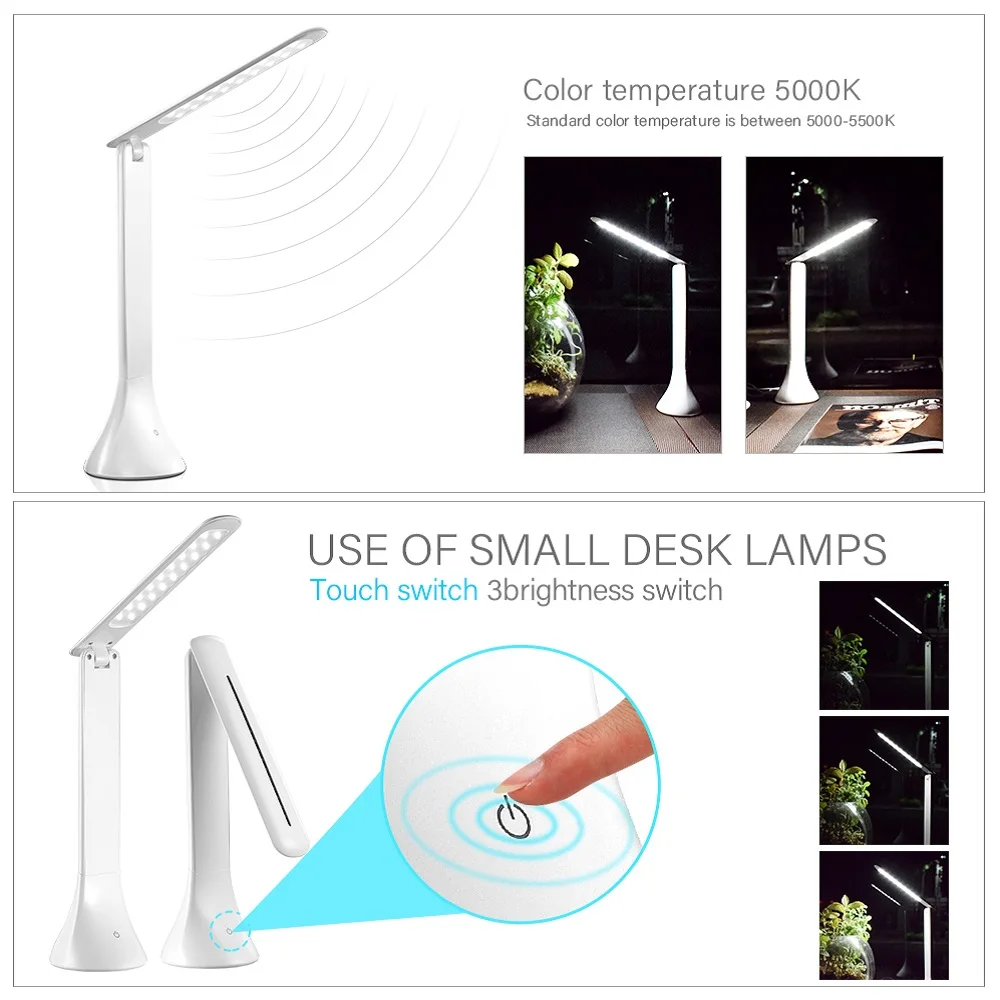 Светодиодный настольный светильник с сенсорным управлением 3 режима яркости USB