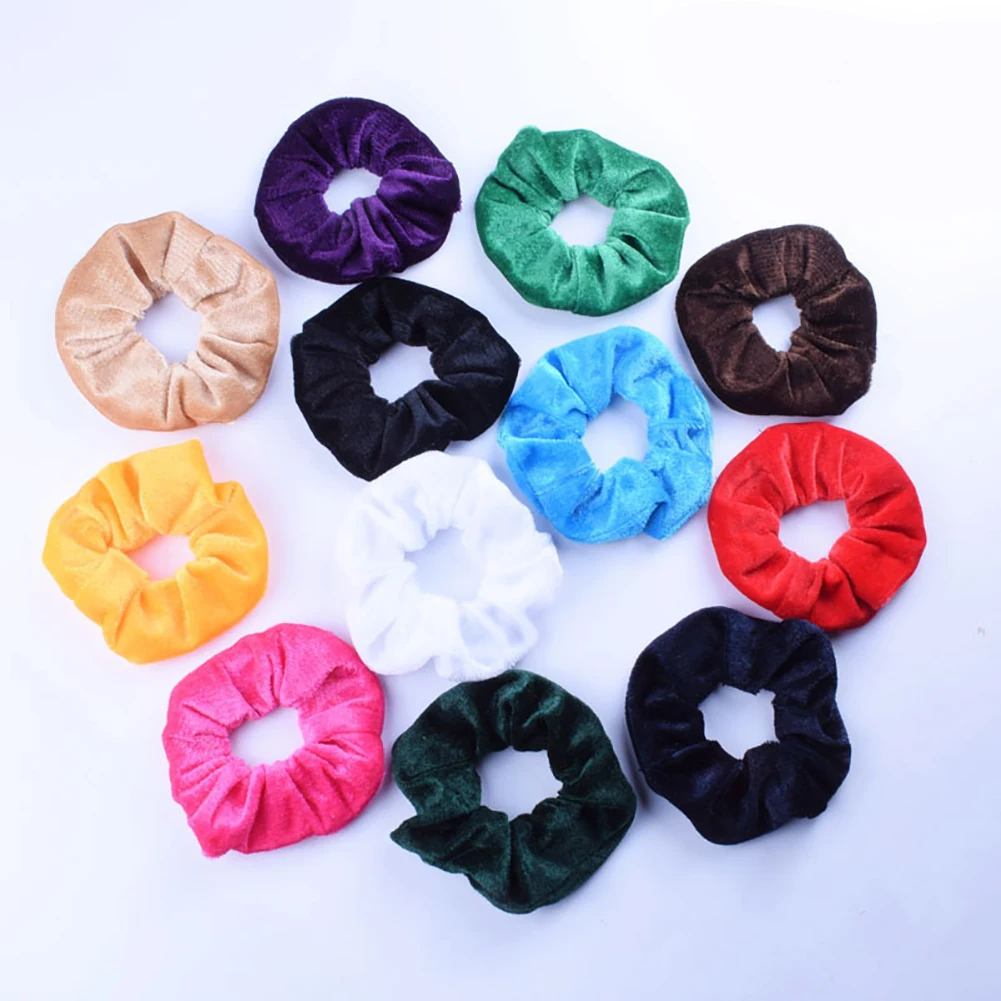 Accessories Artificial Velvet Wide Daily Elastic Gift Women Scrunchies Lightweight Hair Ties Girls Travel Solid Random Color